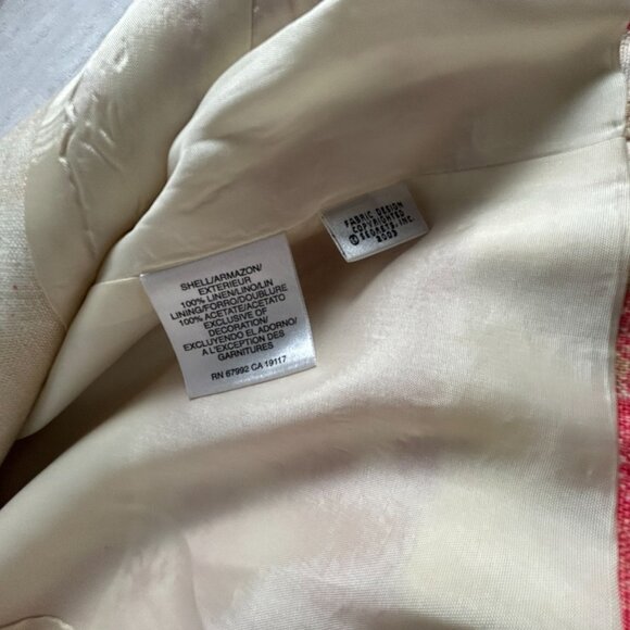 Sigrid Olsen Womens Floral 100% Linen Tunic Jacket Coat XS Red Beige Lightweight - Picture 4 of 10